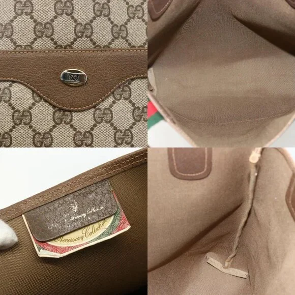 GUCCI GG Supreme Web Sherry Line Tote Bag PVC Beige Red 39 02 003 Auth ka492 - Picture 14 of 15